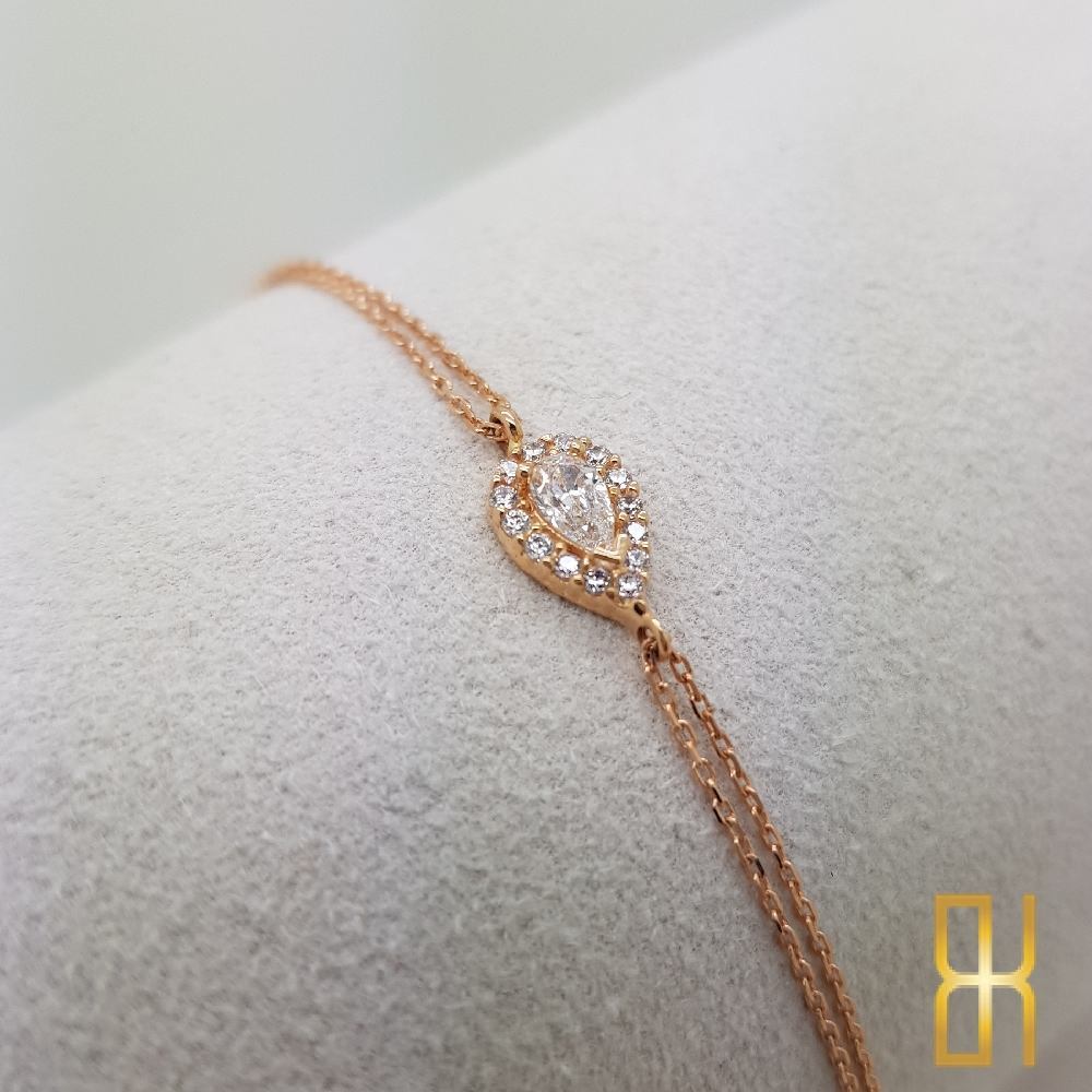 Damla Taşlı Rose Altın Bileklik