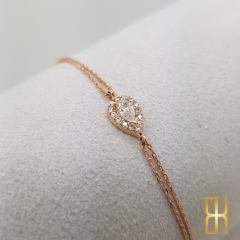 Damla Taşlı Rose Altın Bileklik