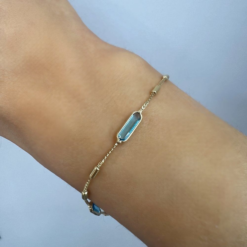 Mavi Taşı Küp Zincir Bileklik – BLK0949