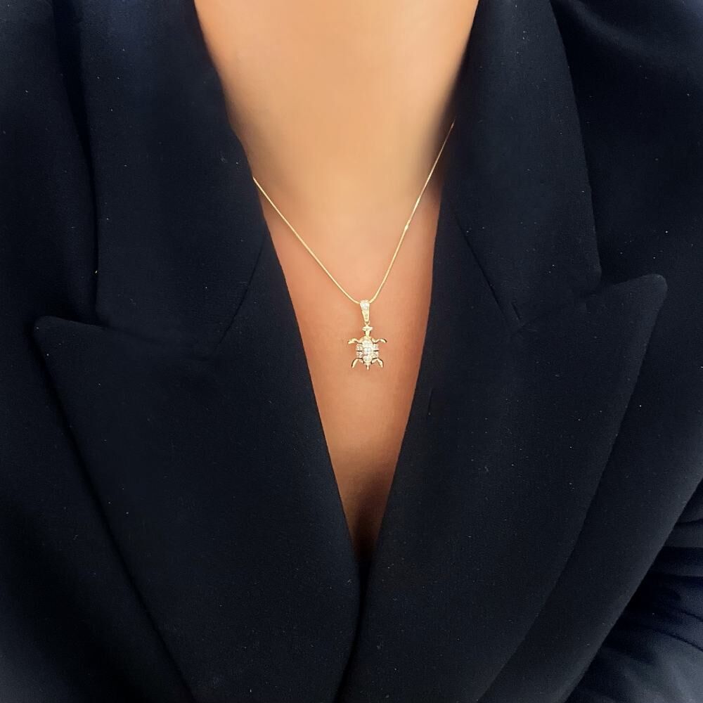 Taşlı Kaplumbağa Kolye Ucu – KLU0624