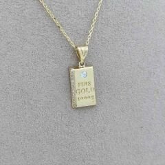 Taşlı Külçe Altın Kolye Ucu – KLU0627