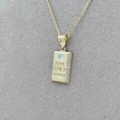 Taşlı Külçe Altın Kolye Ucu – KLU0627