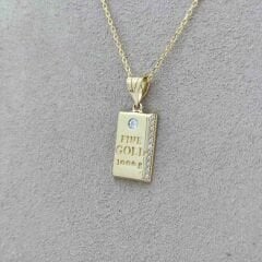 Taşlı Külçe Altın Kolye Ucu – KLU0627