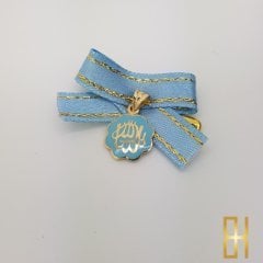 Allah Yazılı Kolye Ucu Altın Mavi Mineli