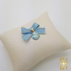 Allah Yazılı Kolye Ucu Altın Mavi Mineli