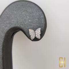 Taşlı Kelebek Küpe Beyaz Altın