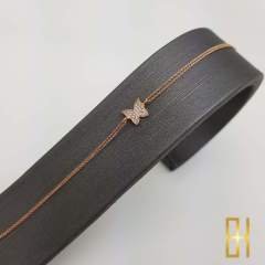 Taşlı Kelebek Bileklik Rose Altın