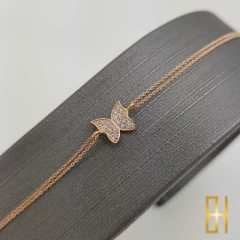 Taşlı Kelebek Bileklik Rose Altın