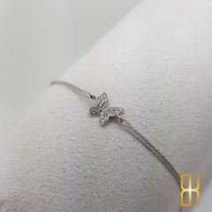 Taşlı Kelebek Bileklik Beyaz Altın