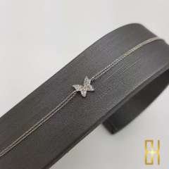 Taşlı Kelebek Bileklik Beyaz Altın