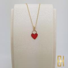 Kırmızı Kalp Kolye Ucu Altın