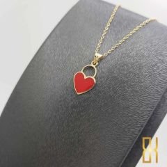 Kırmızı Kalp Kolye Ucu Altın