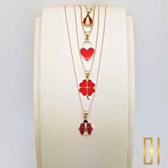 Kırmızı Kalp Kolye Ucu Altın