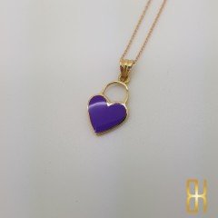 Mor Kalp Kolye Ucu Altın