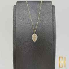 Taşlı Yaprak Kolye Altın