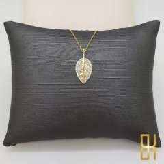 Taşlı Yaprak Kolye Altın