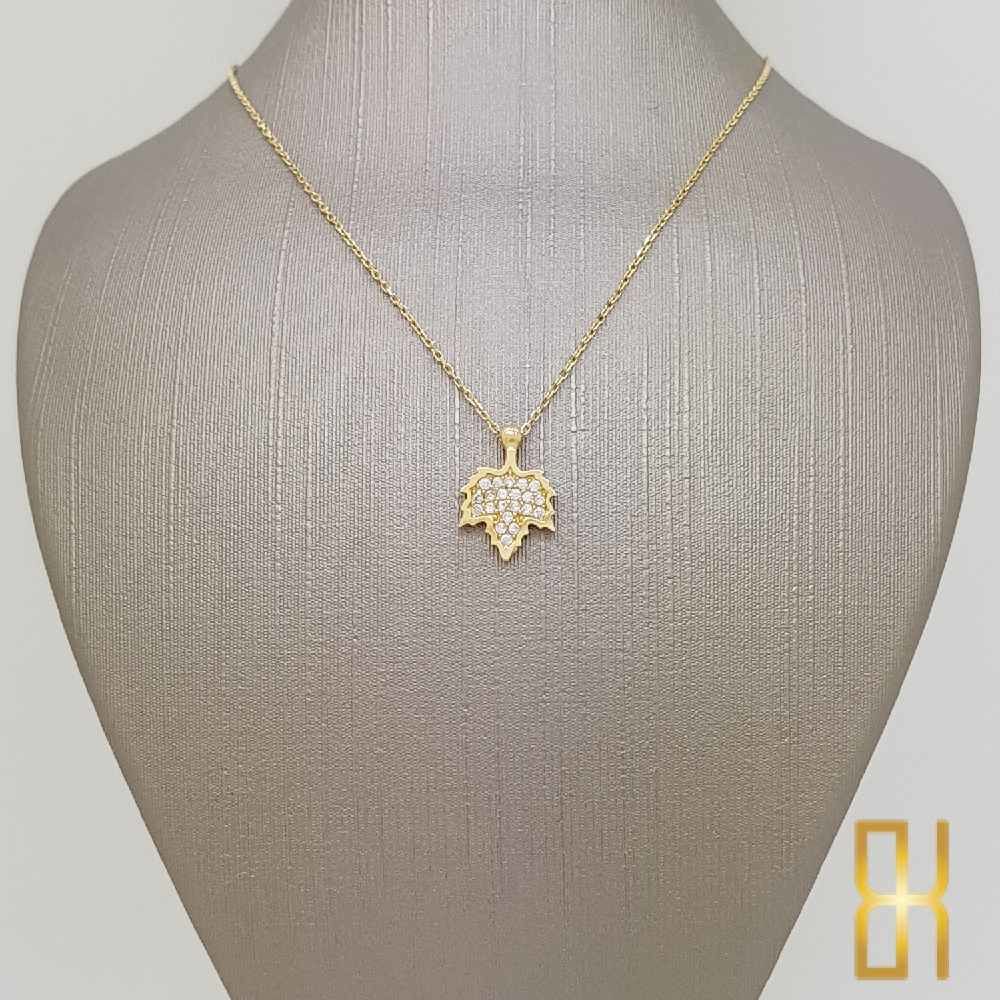 Altın Yaprak Kolye - Çınar Yaprağı