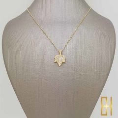 Altın Yaprak Kolye - Çınar Yaprağı