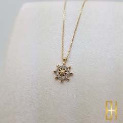 Gemi Dümeni Taşlı Altın Kolye