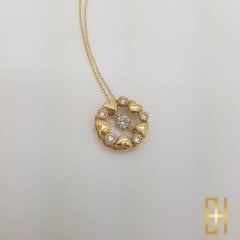 Taşlı Kalpli Kolye Altın