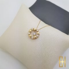 Taşlı Kalpli Kolye Altın