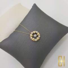 Taşlı Kalpli Kolye Altın