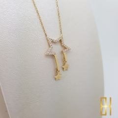 Sallantılı Taşlı Yıldız Kolye Altın