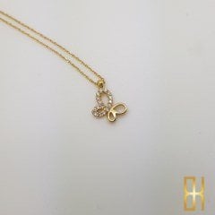 Taşlı Kelebek Kolye Altın