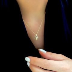 Taşlı Kelebek Kolye Altın