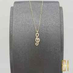 Taşlı Sol Anahtarı Kolye Altın