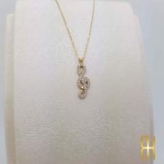 Taşlı Sol Anahtarı Kolye Altın