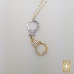 Taşlı Kelepçe Kolye Altın