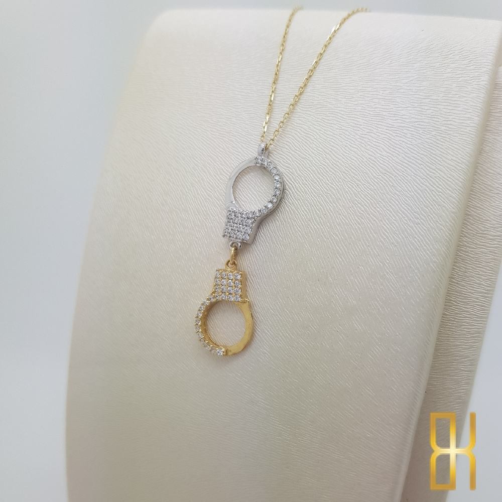 Taşlı Kelepçe Kolye Altın