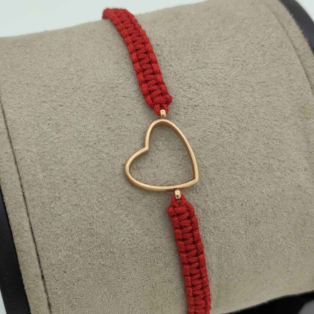 Şans Bilekliği Kalp 14 Ayar Rose Altın İpli Bileklik