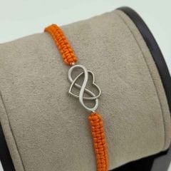 Şans Bilekliği Kalp ve Sonsuzluk 14 Ayar Sarı Altın İpli Bileklik