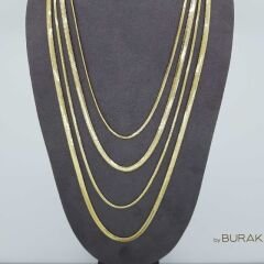 Balık Sırtı 14 Ayar Altın Kolye Kalın 65 cm