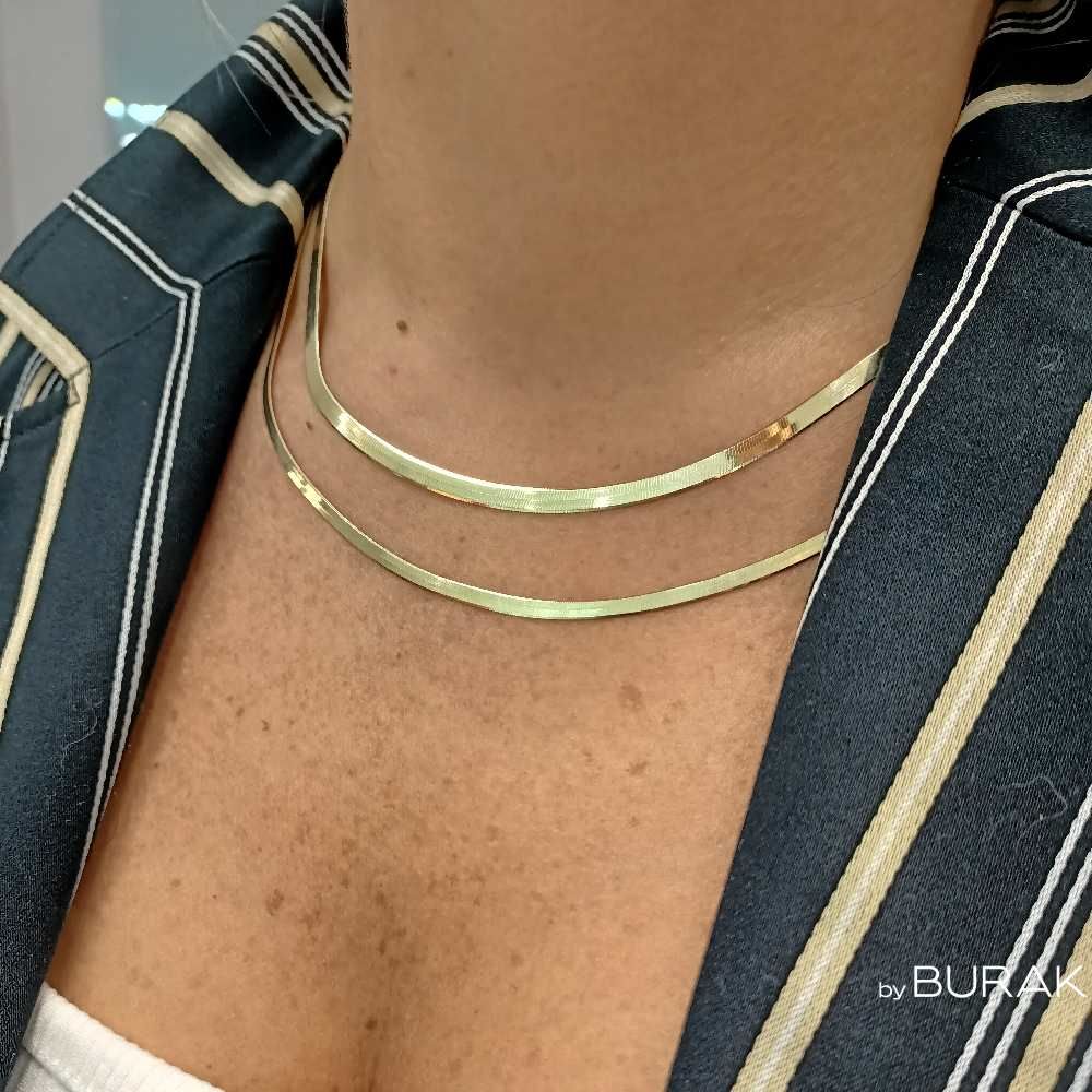 Yassı İtalyan Ezme 14 Ayar Altın Zincir Kalın 45 cm