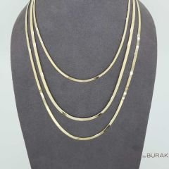 Yassı İtalyan Ezme 14 Ayar Altın Zincir Kalın 45 cm