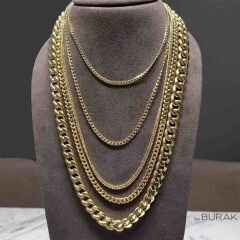 Gurmet (Gourmet) Zincir 14 Ayar Altın 55 cm-İnce