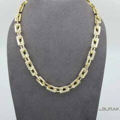 Kare Geçmeli Zincir 14 Ayar Altın 60 cm