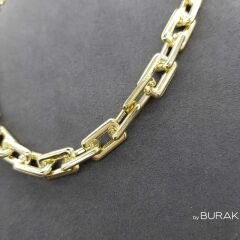 Kare Geçmeli Zincir 14 Ayar Altın 60 cm