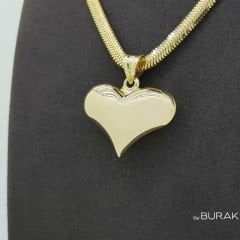 3 Boyutlu Kalp Kolye Ucu 14 Ayar Altın – Orta Boy