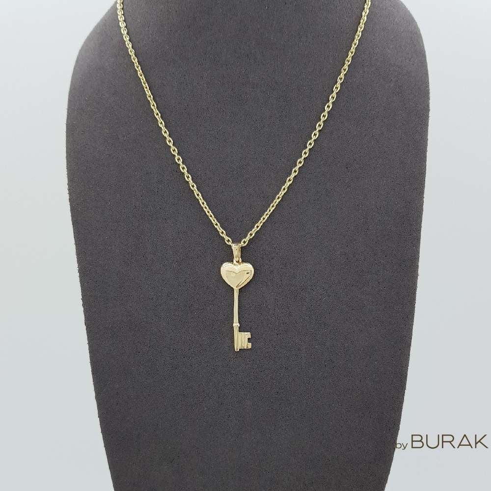 Kalpli Anahtar Kolye Ucu 14 Ayar Altın