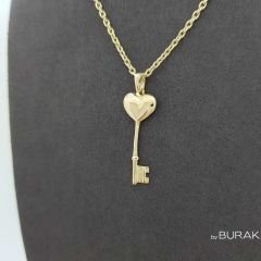 Kalpli Anahtar Kolye Ucu 14 Ayar Altın