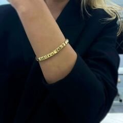 Kare Plaka Altın Esneyen Bilezik- KLP0336