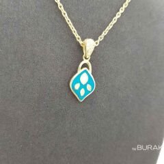 Mavi Mineli Pati Kolye Ucu 14 Ayar Altın