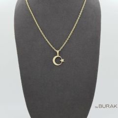 Ay Yıldız Kolye Ucu 14 Ayar Altın