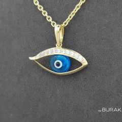 Nazar Boncuklu Göz Kolye Ucu 14 Ayar Altın