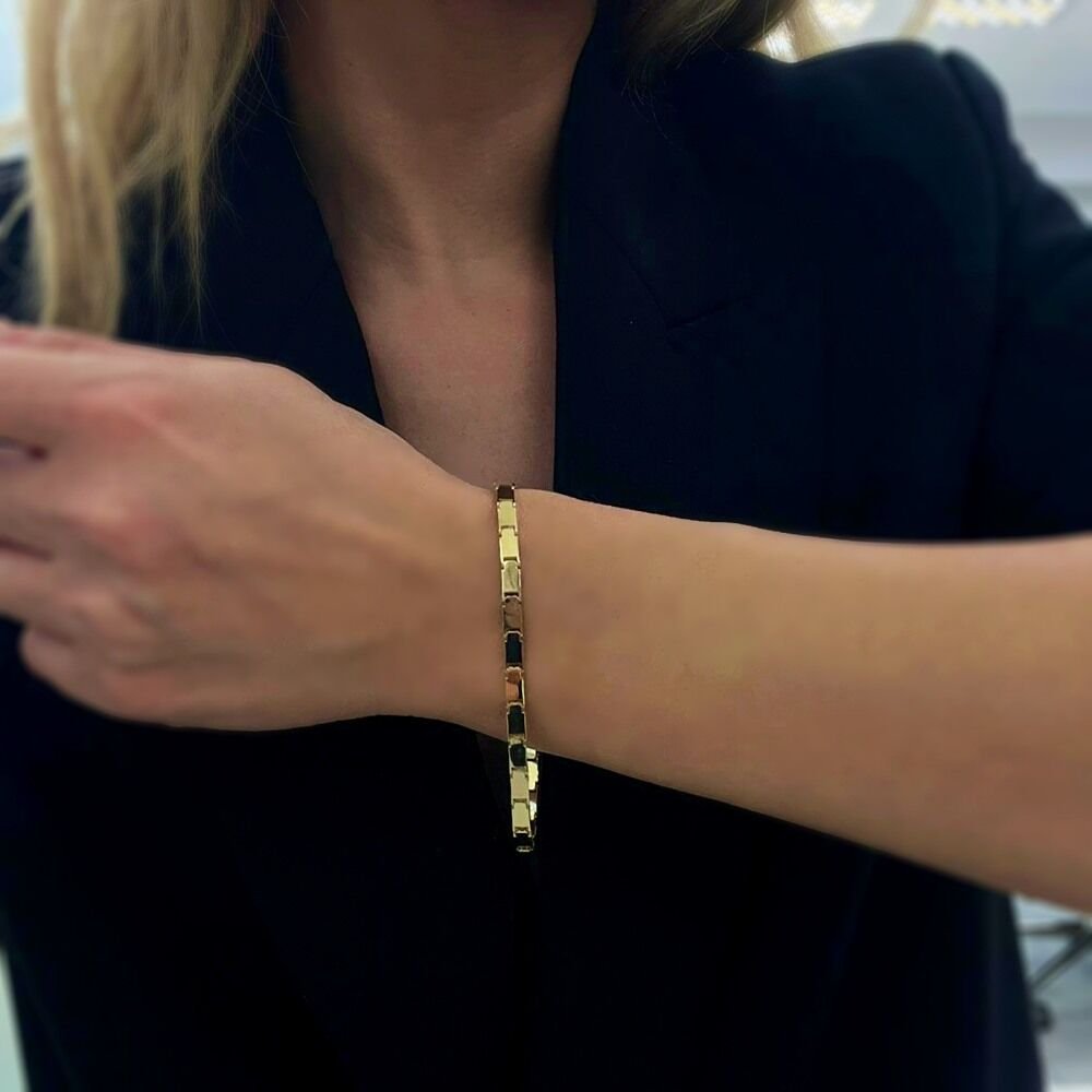 Dikdörtgen Plaka Altın Bileklik - BLK1038