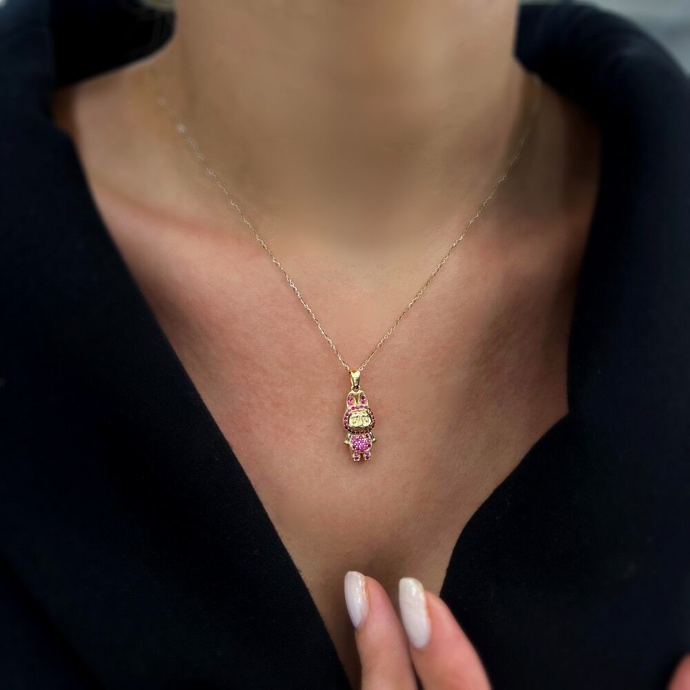 Pembe Taşlı Oyuncak Kolye Ucu- KLU0670